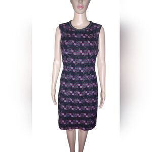 *Trina Turk women's multi tweed silk cotton sheath office academia dress Sz S